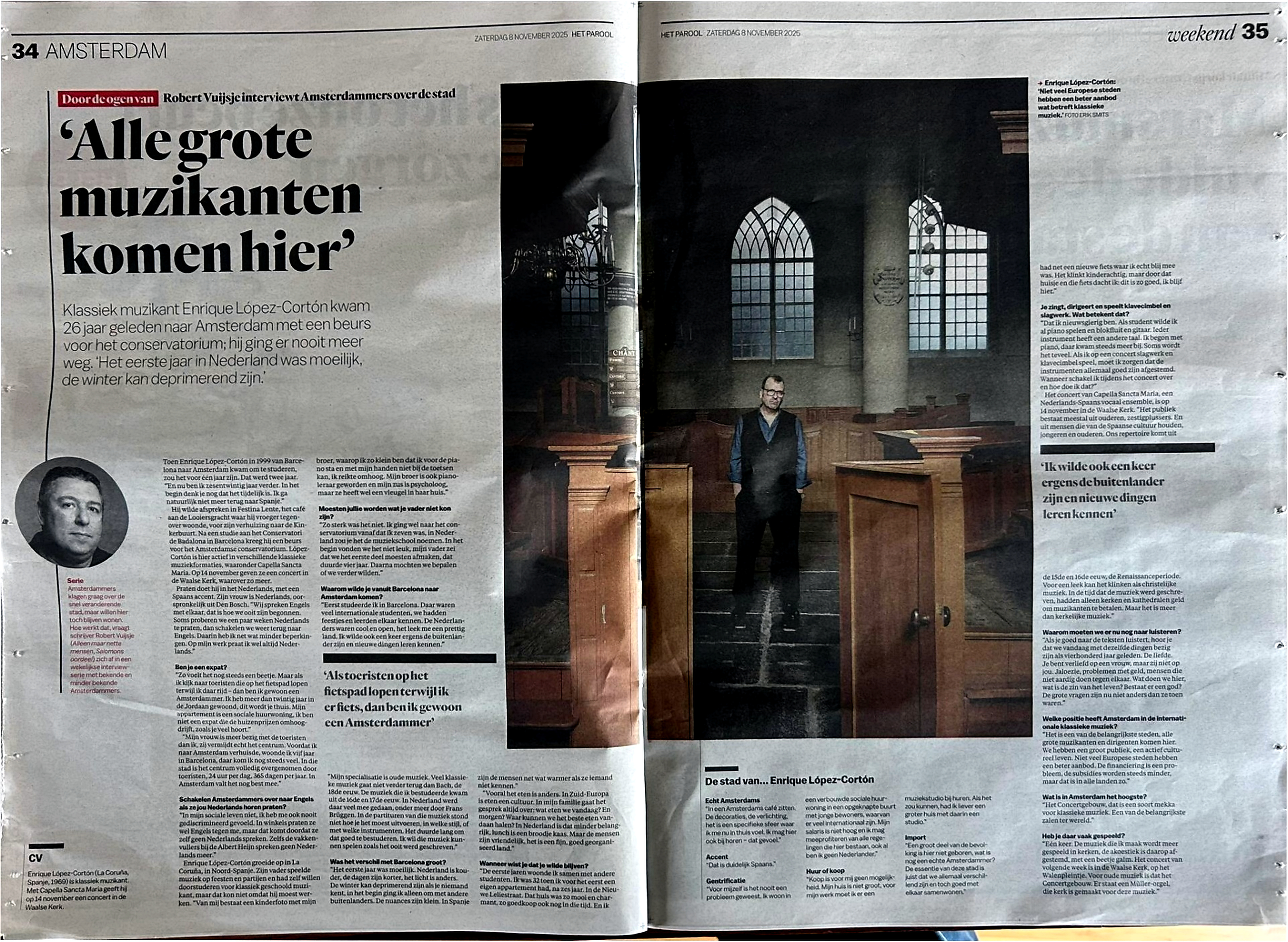 Interview in Het Parool, 8 november 2025
